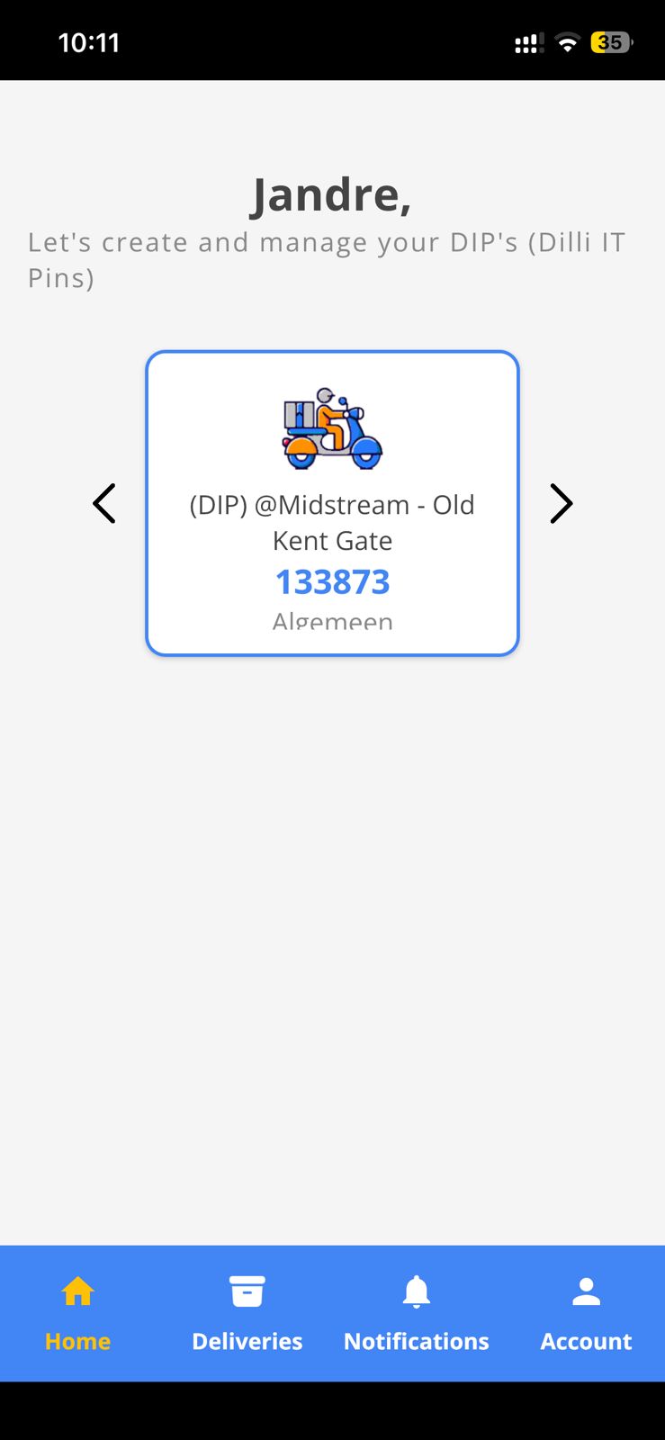 Your Dilli It locker address and DIP in the app